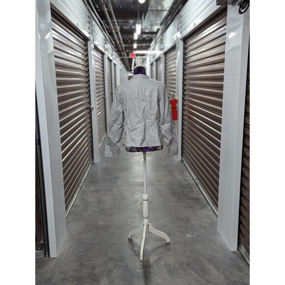 Alfani Large Grey Faux Leather Moto Jacket - Picture 6 of 9